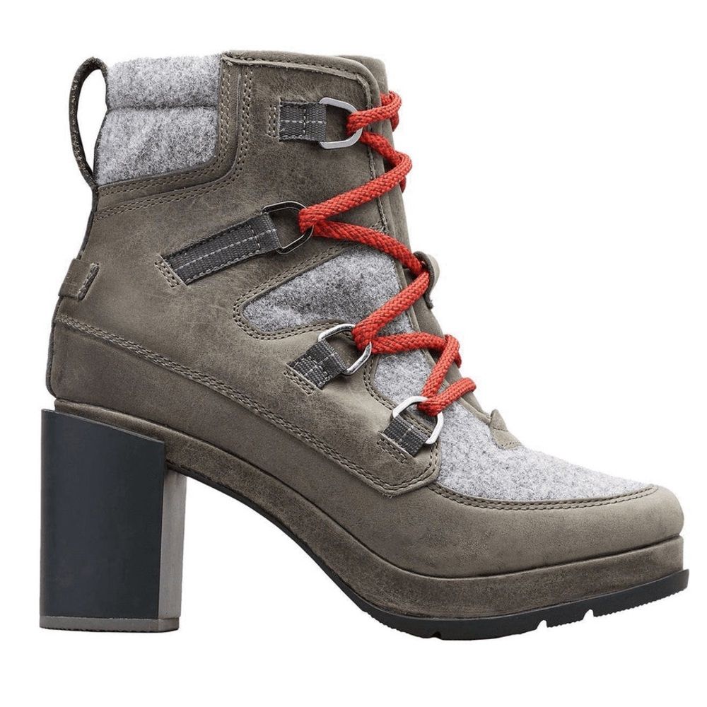 Sorel Blake Waterproof Platform Leather Felt Heeled Bootie